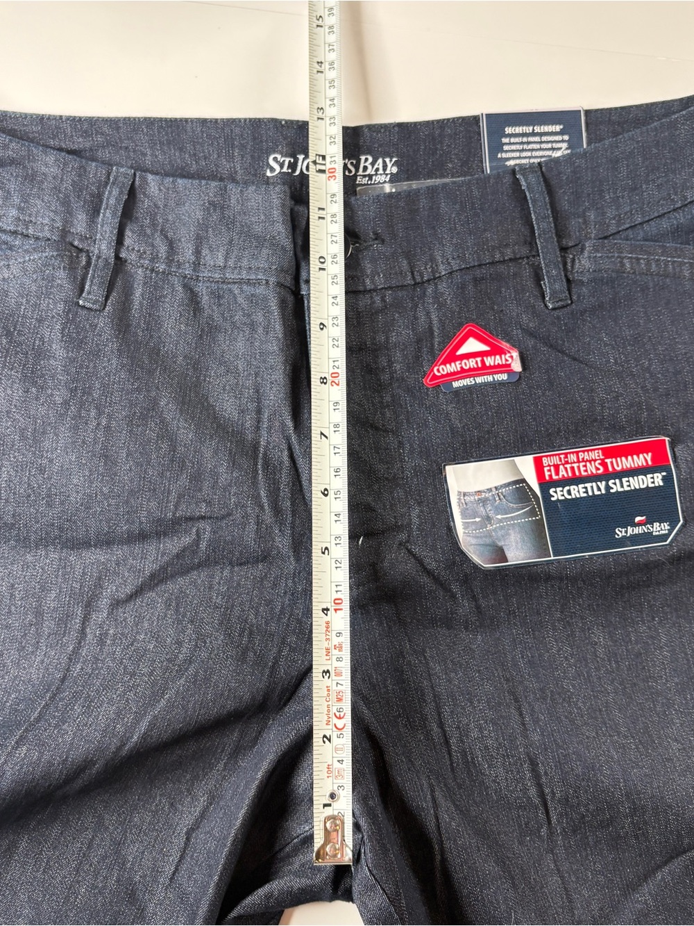 St John’s Bay Secretly Slender Denim Shorts 16P Dark Wash Tummy Control Comfort - Picture 7 of 12